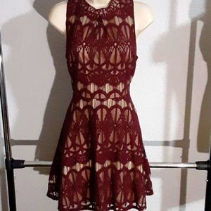 Medium Maroon zip up lace dress!